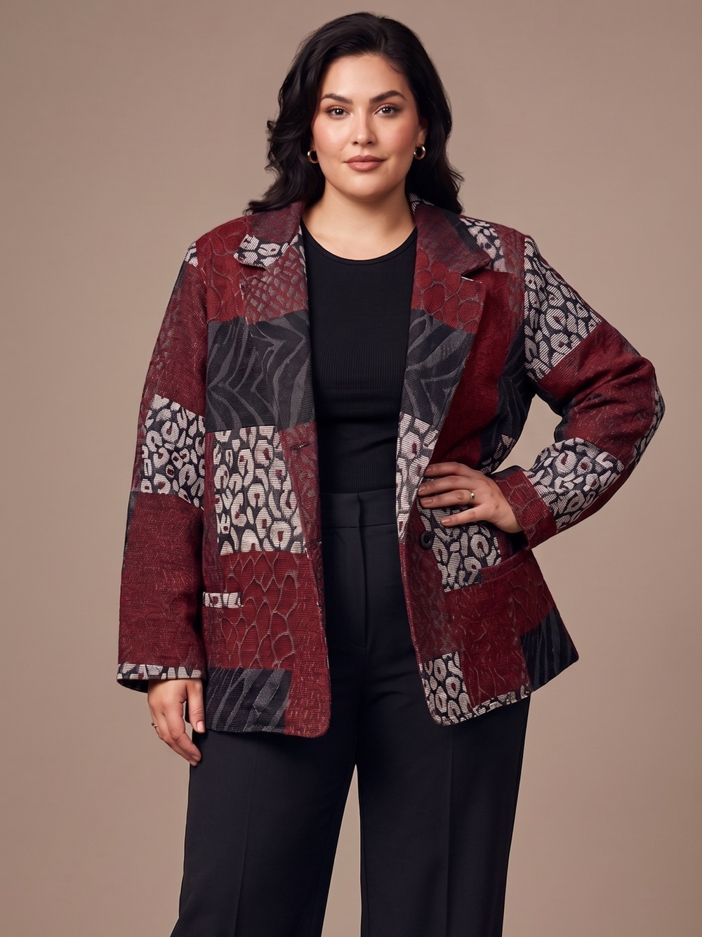 VTG Maggie Sweet Patchwork Jacket Womens 2X 3X Red Leopard Boho Art Teacher